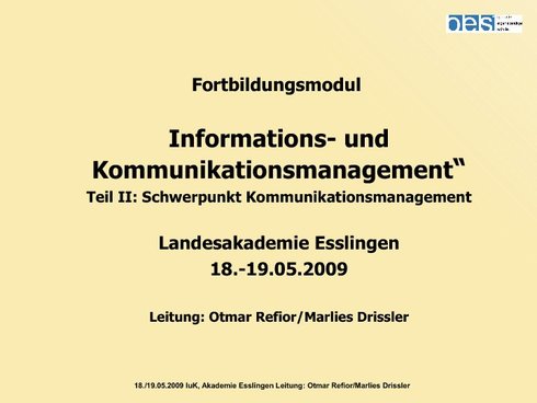 Teil II Kommunikationsmanagement