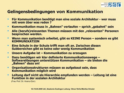 Gelingensbedingungen von Kommunikation
