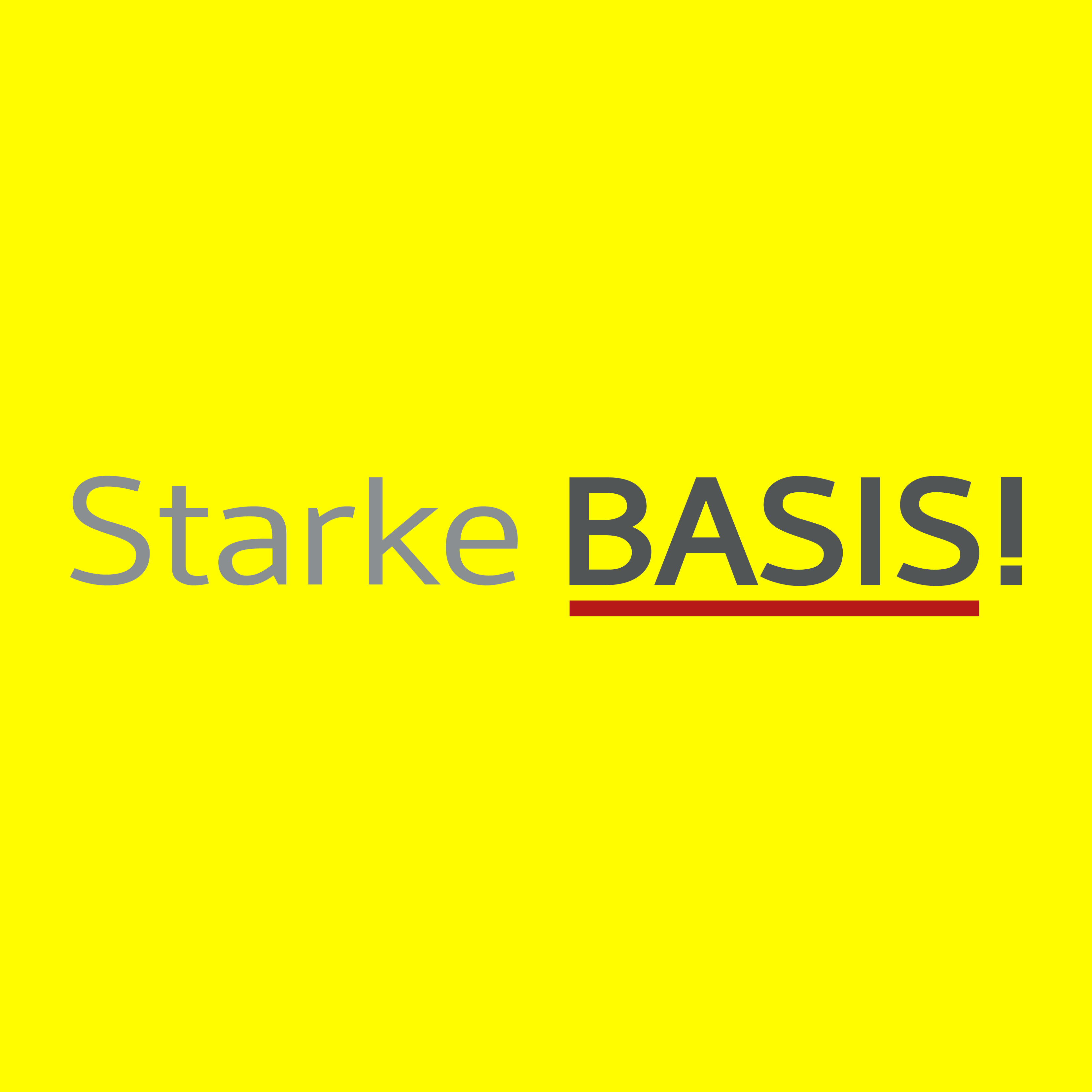 Logo Starke Basis! der Schriftzug Starke Basis! auf gelbem Hintergrund