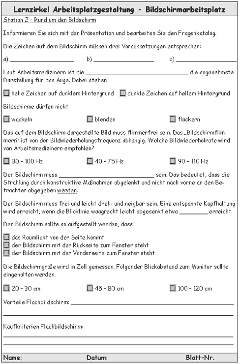 Station 2 - Rund um den Bildschirm