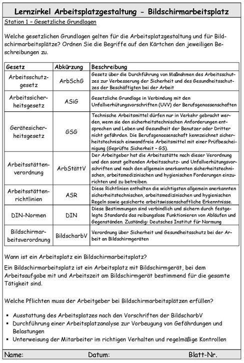 Staion 1 - Gesetzliche Grundlagen