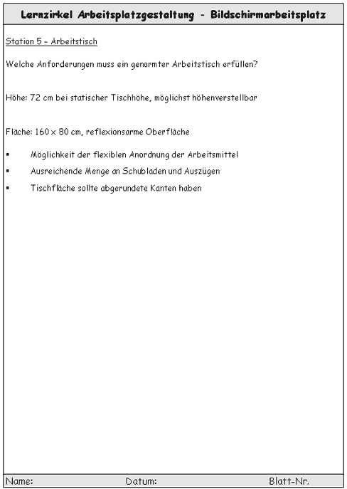 Station 5 - Arbeitstisch