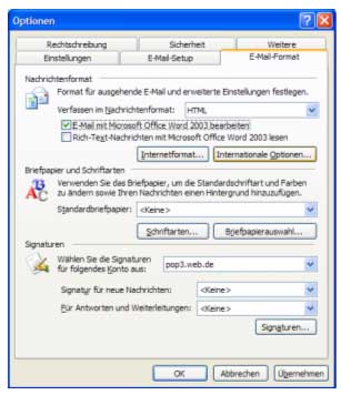 Wählen Sie das Menü Extras – Optionen