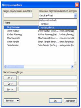 Folgendes Fenster „Namen auswählen“ öffnet sich:
