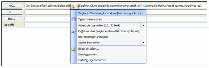 Das Programm bietet Ihnen mehrere Aktionen zu der betreffendne Person.