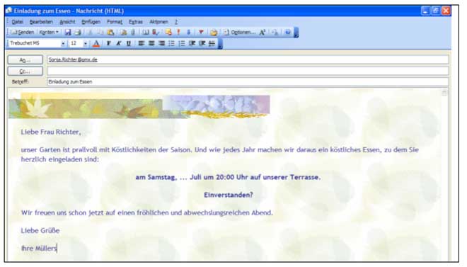 Im Nachrichtenfeld erscheint das ausgewählte Papier.
