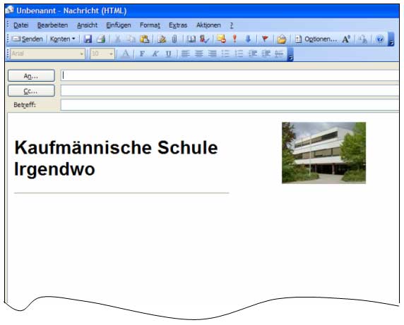 Gestalten Sie E-Mail z. B. mit einem Briefkopf.