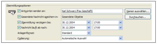 Übermittlungsoptionen