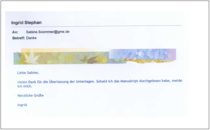 Im gezeigten Beispiel wurde das Briefpapier „Natur“ mit den damit verbundenen Formatierungen benutzt. 