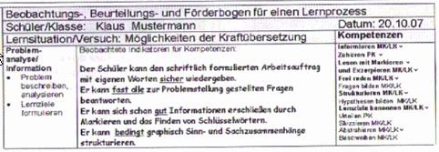 Beispiel für Beobachtungsbogen 2