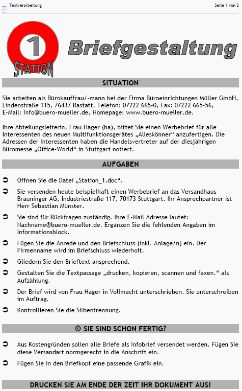 Station 1 Briefgestaltung