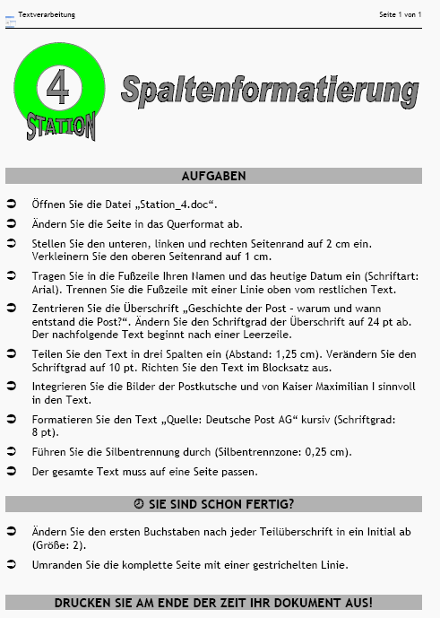 Arbeitsblatt Station 4