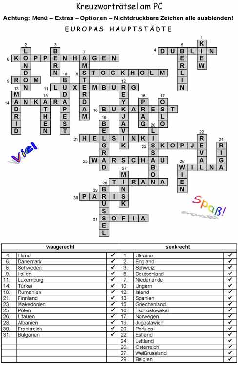 Lösung: Hauptstädte Europas