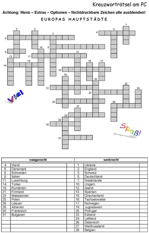 Übung: Hauptstädte Europas