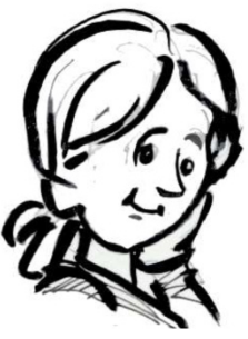 Karikatur: Frauenkopf, nachdenklich