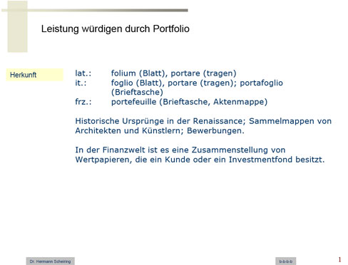 Leistung würdigen durch Portfolio