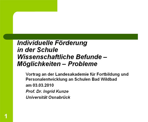 Individuelle Förderung in der Schule: Wissenschaftliche Befunde - Möglichkeiten - Probleme