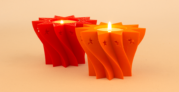 orangene Kerzenhalter