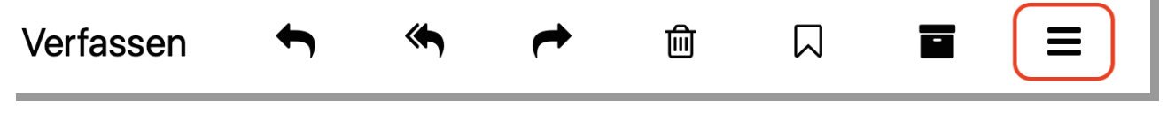 Screenshot des Menuebands, in dem das Burgermenue ganz rechts rot umrandet ist.