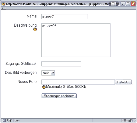 Bearbeiten der Gruppeneinstellungen