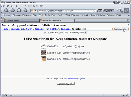 Teilnehmerinnen bearbeiten