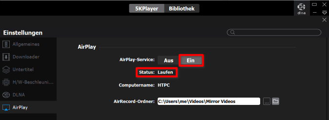 5K-Player DLNA AirPlay