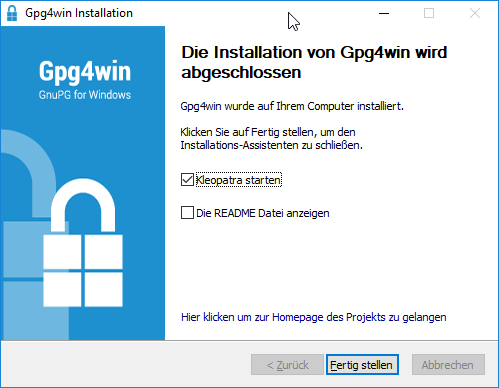 Installation beenden