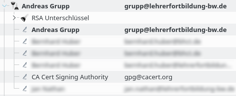 Enigmail-Anzeige einer Signatur die auf einem vertrauenswürdigen Schlüssel basiert