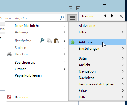 Add-ons-Verwaltung öffnen