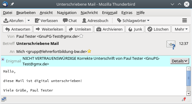 Passphrase-Abfrage für digitale Signatur