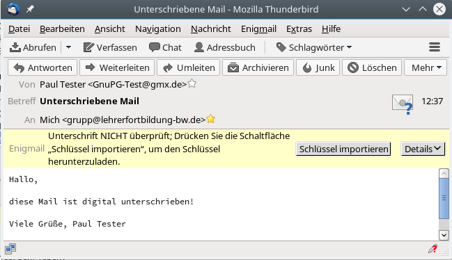 Passphrase-Abfrage für digitale Signatur