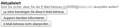 Bestätigung der Registrierung mit dieser Mailadresse