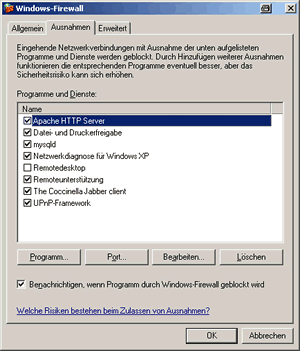 Firewall Ausnahmen