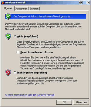 Firewalleinstellungen
