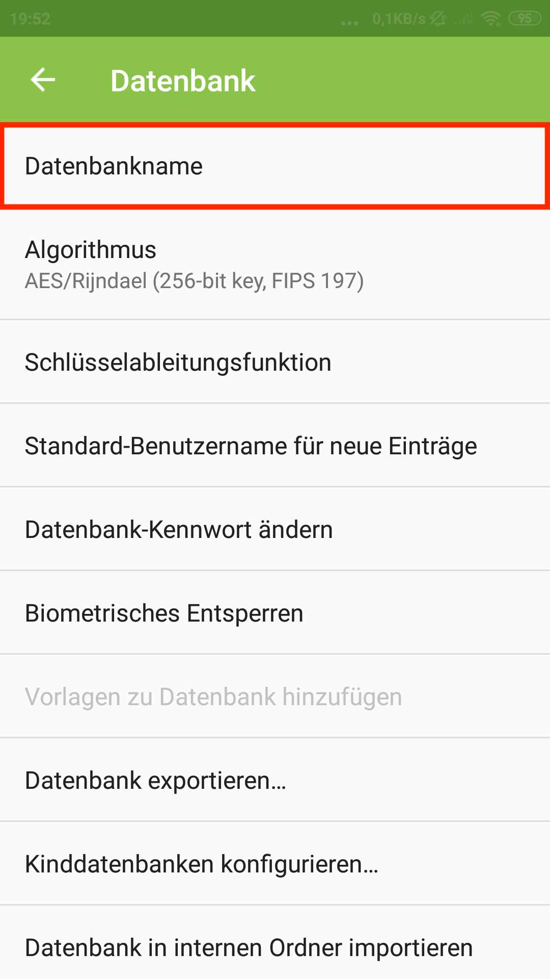 Datenbank benennen