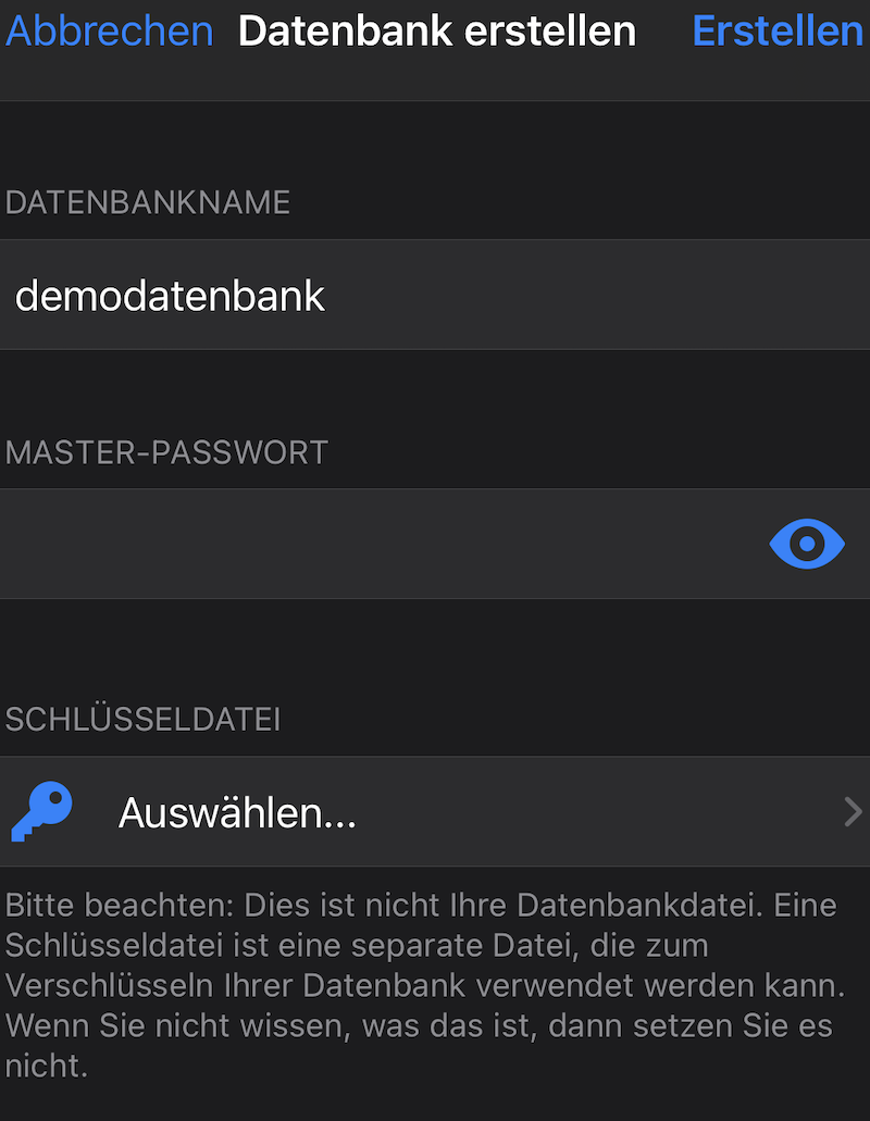 Datenbank benennen