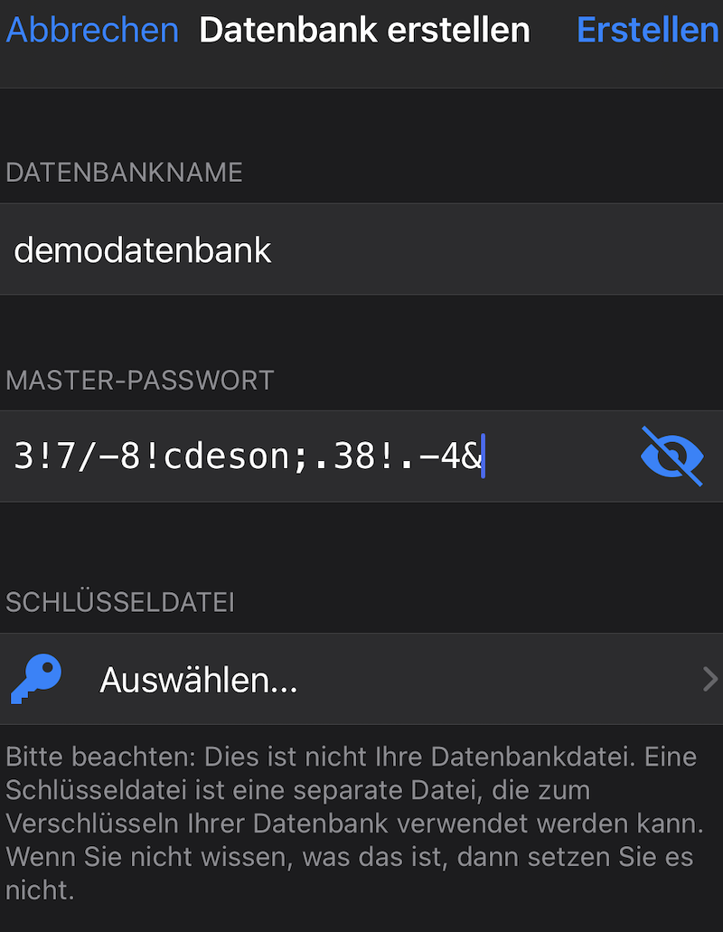 Datenbank benennen