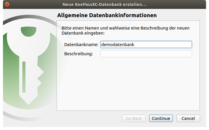 Datenbank benennen