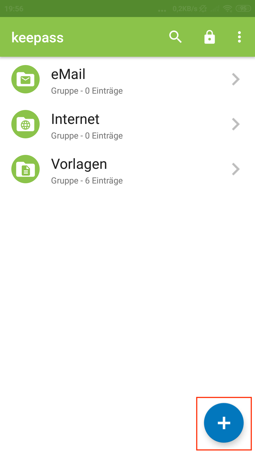 Eintrag anlegen - Menü