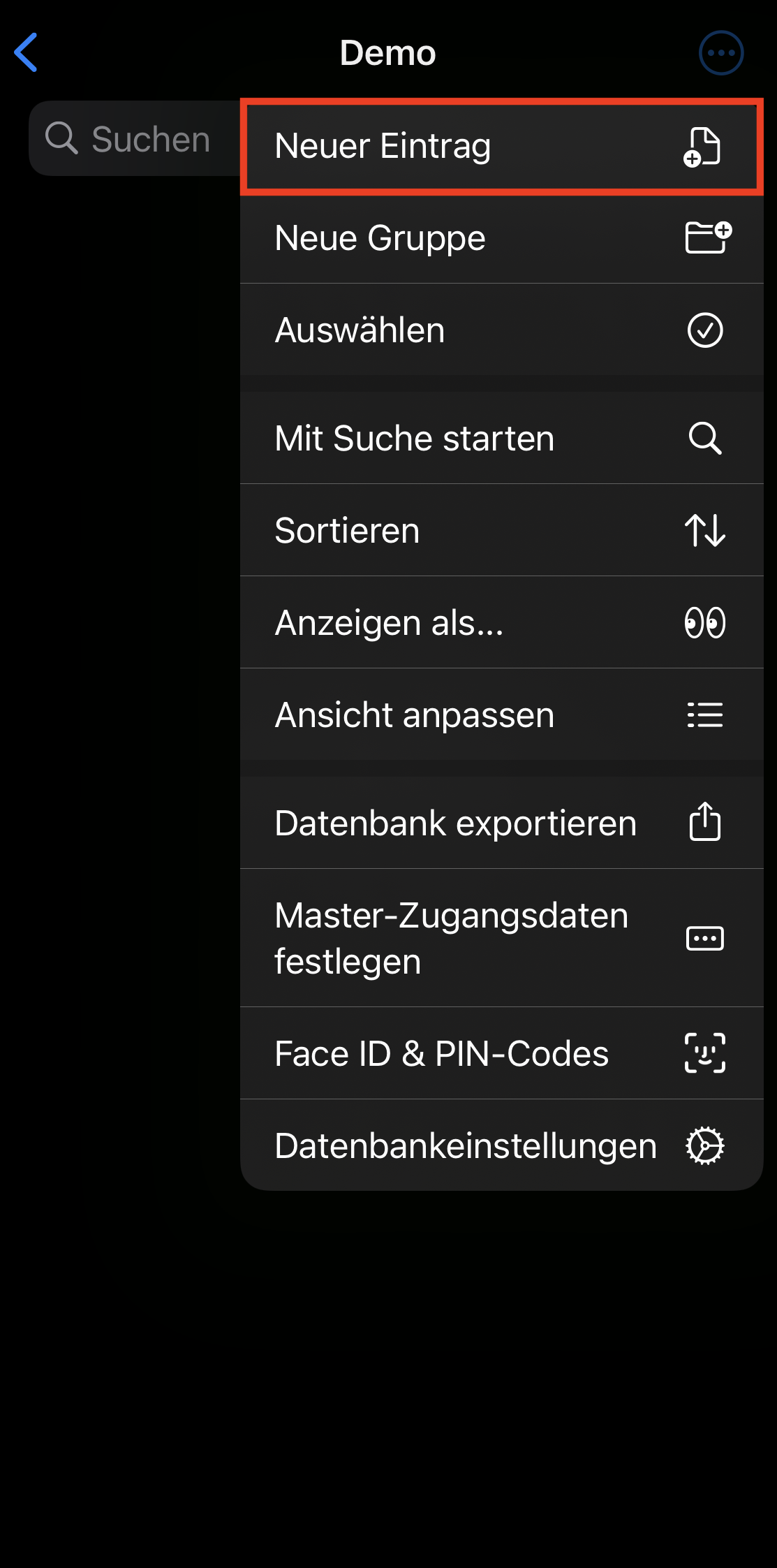 Eintrag anlegen - Icon