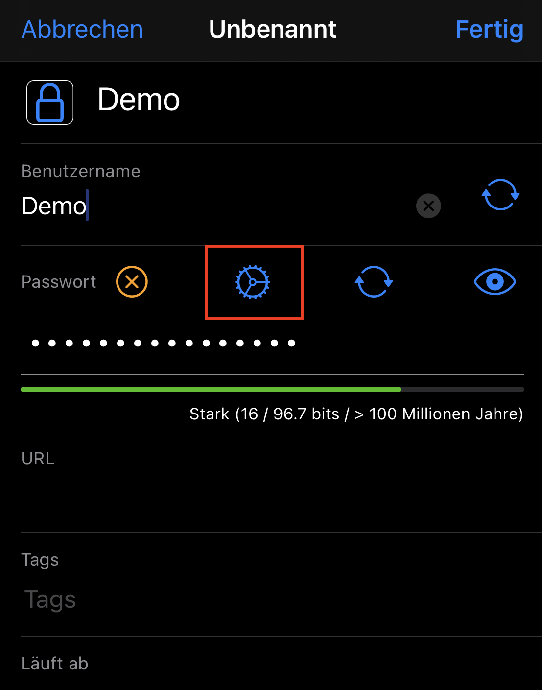 Datenbank mit Masterpasswort öffnen
