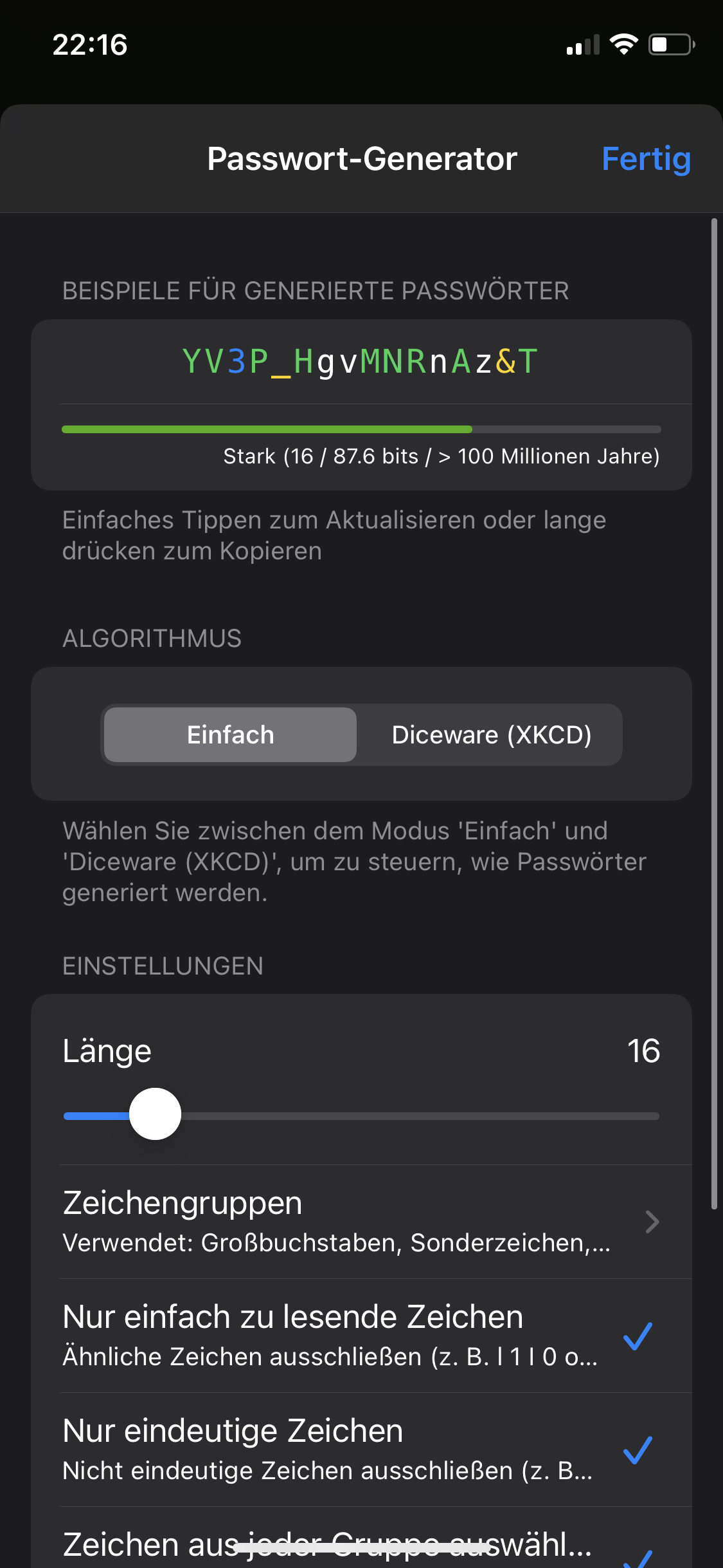 Eintrag anlegen - Menü
