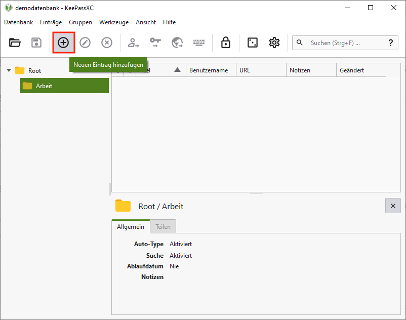 Eintrag anlegen - Icon