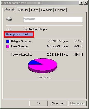 Eigenschaften des Sticks