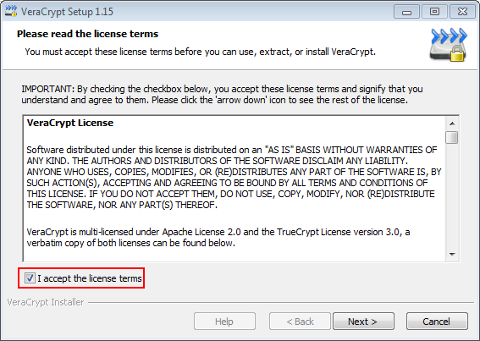 Lizenz von VeraCrypt