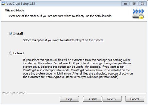 Installatonsvariante auswählen
