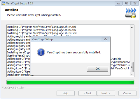 Installationsende VeraCrypt