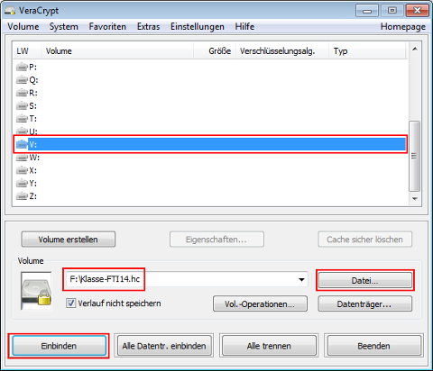 Volume einbinden vorbereiten