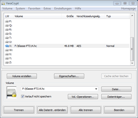 Erfolgreich eingebundenes Volume