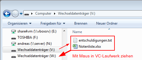 Dateien von einem TC-Volume in ein VC-Volume übertragen